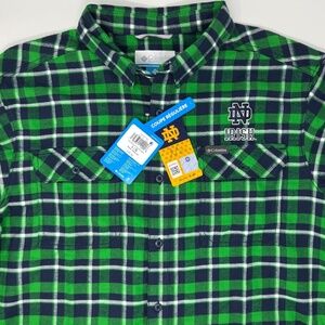 Large - Columbia Green Notre Dame Fighting Irish Flannel Button Down